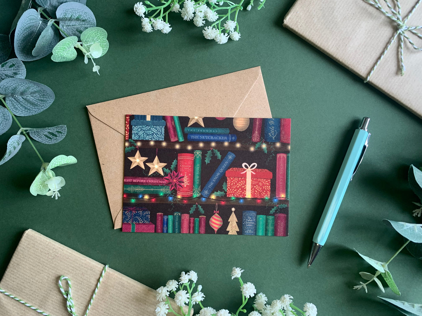 Festive Bookshelf Christmas Card