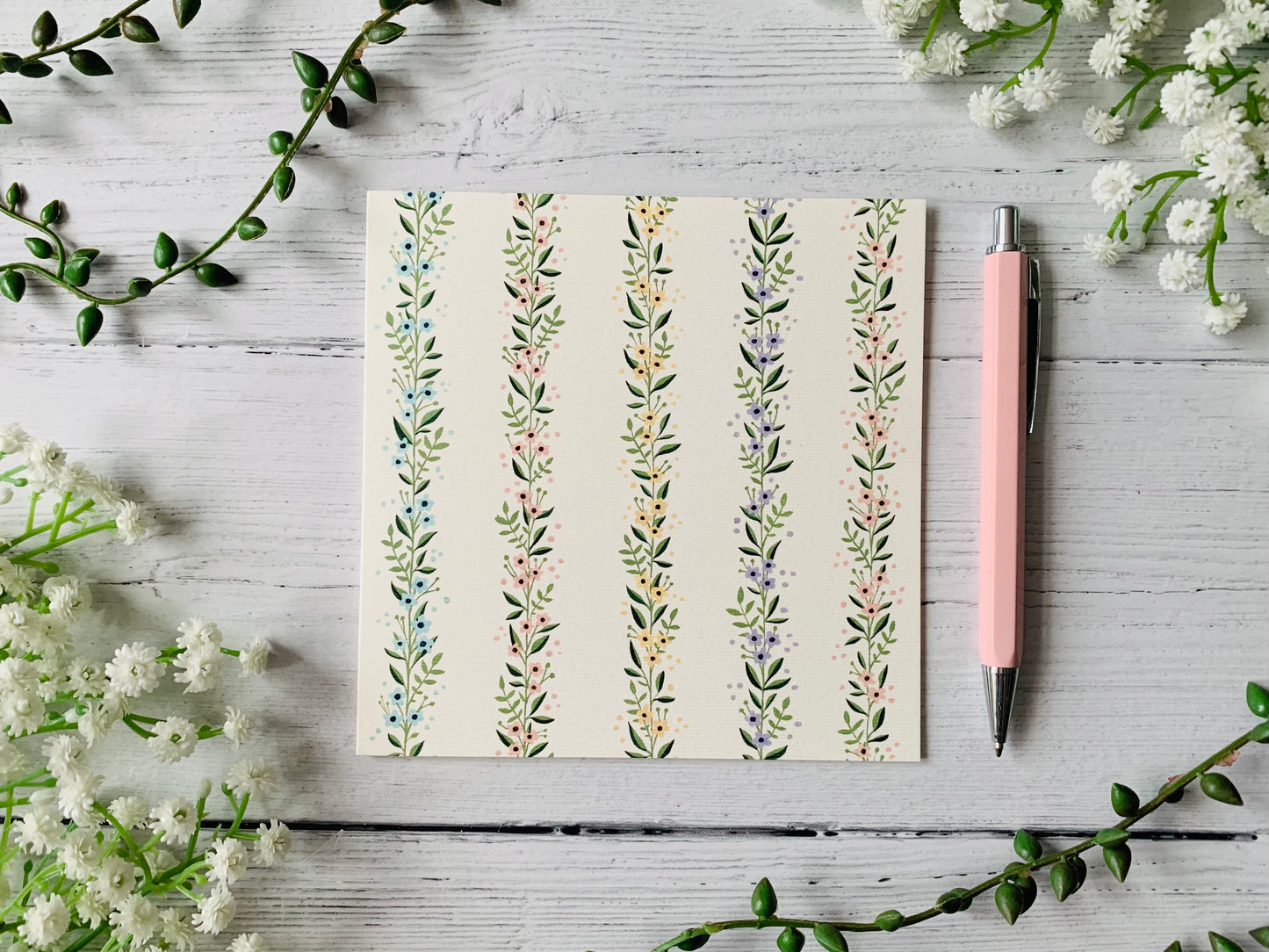 Floral Stripes Greeting Card