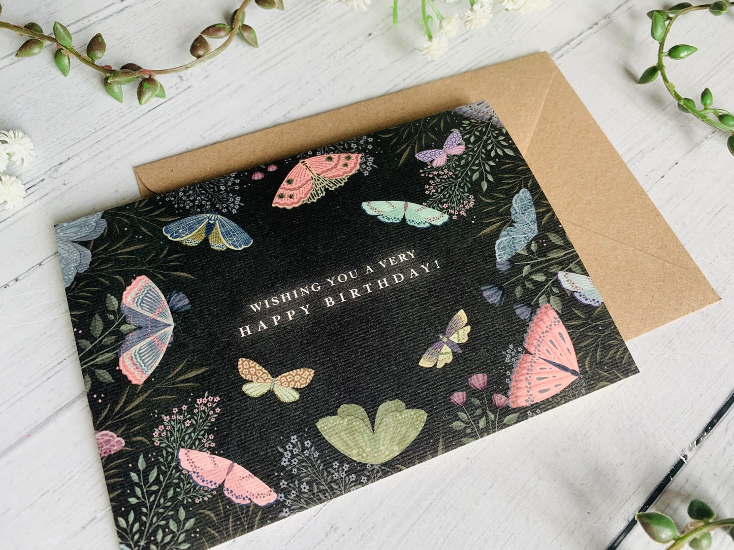 Night Moths Birthday Card