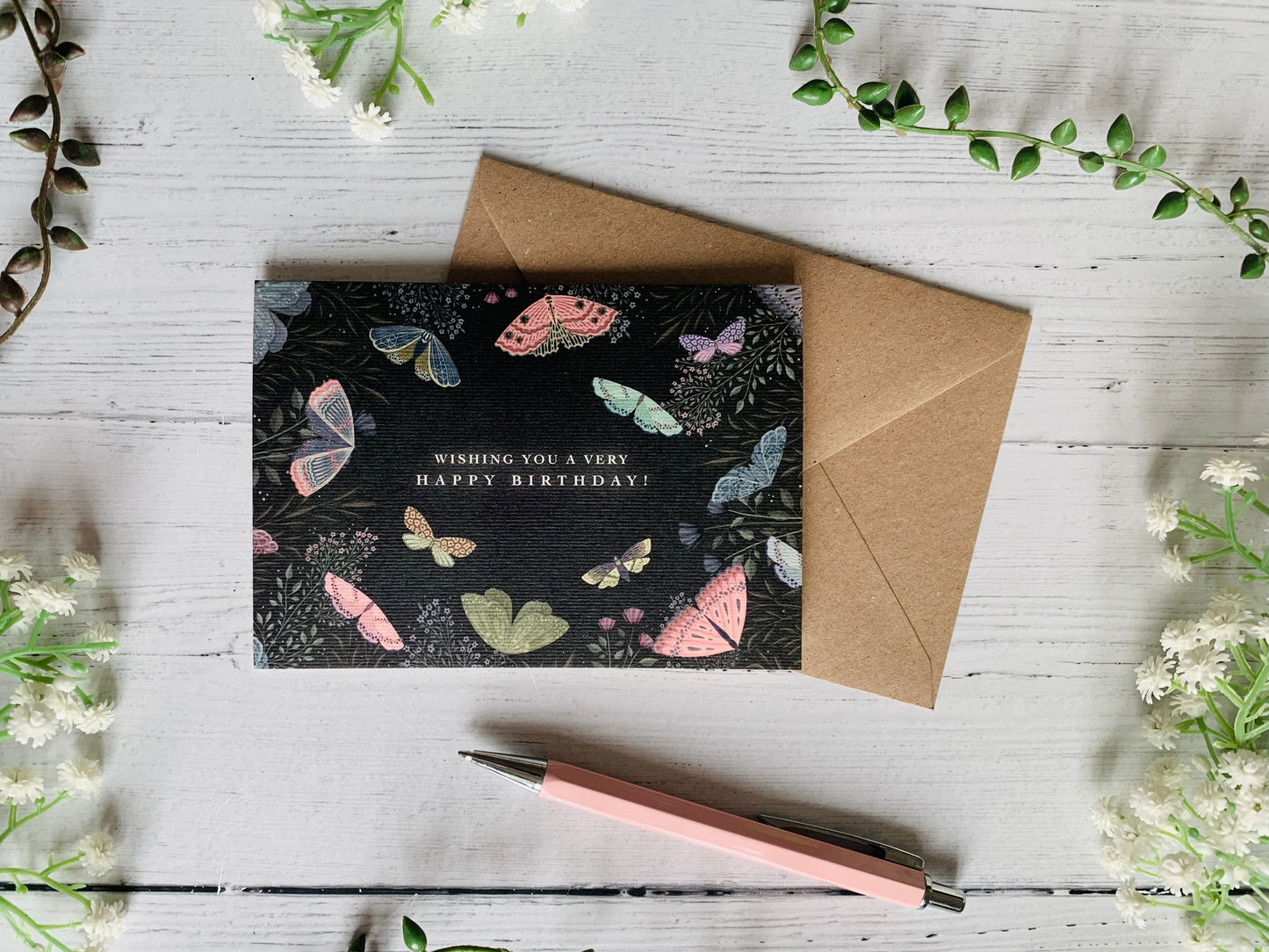Night Moths Birthday Card