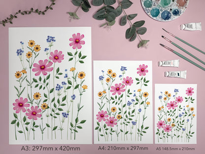 Pink Wildflower Meadow Art Print