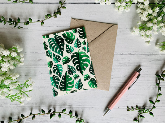 Monstera Leaves Greeting Card