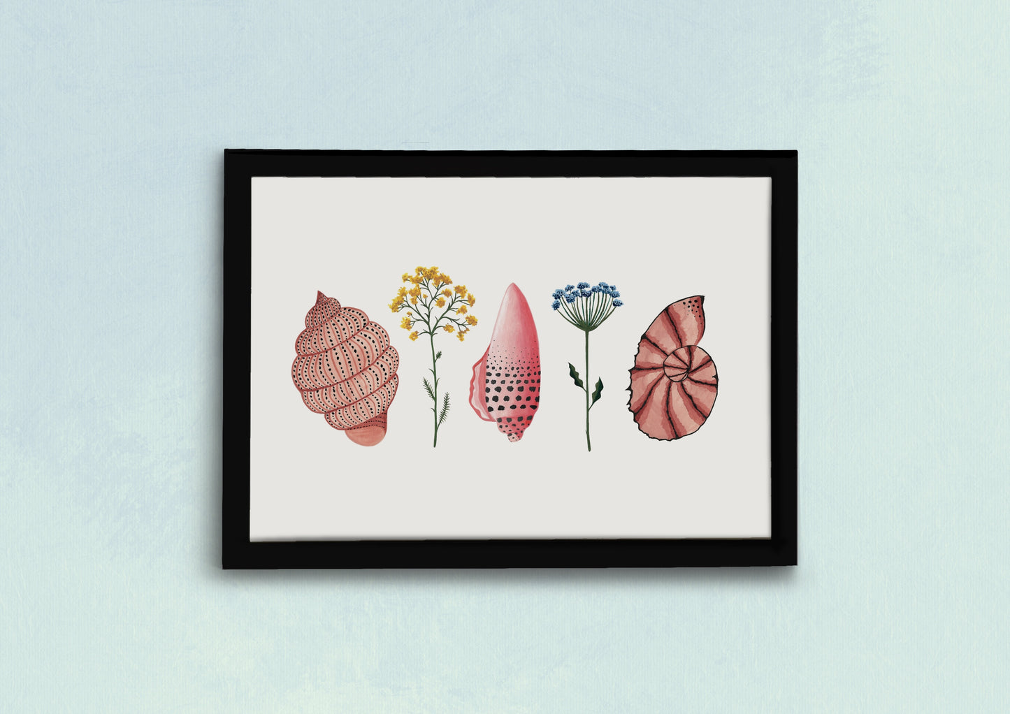 Wildflowers & Seashells Art Print