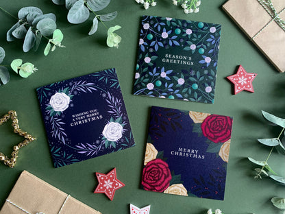 Festive Roses Christmas Card Set