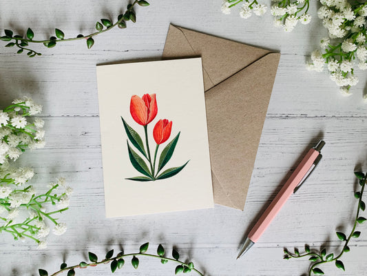 Orange Tulips Greeting Card