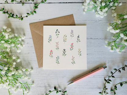 Tiny Floral Sprigs Greeting Card