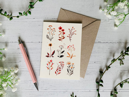 Tiny Autumn Flowers Greeting Card