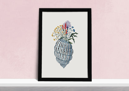 Wildflowers in a Shell Vase Art Print