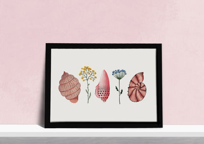 Wildflowers & Seashells Art Print