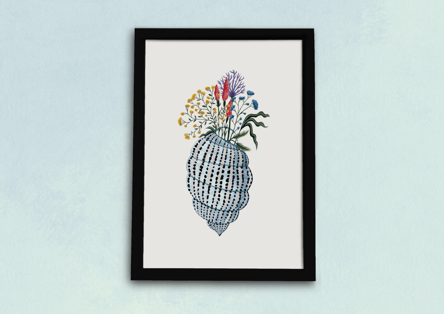 Wildflowers in a Shell Vase Art Print