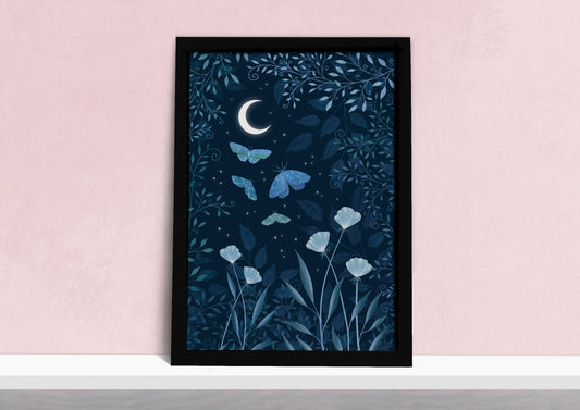 Moonlit Moths Art Print