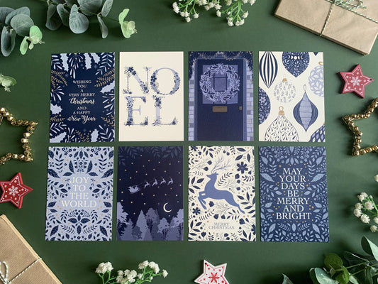 Blue Christmas Card Set