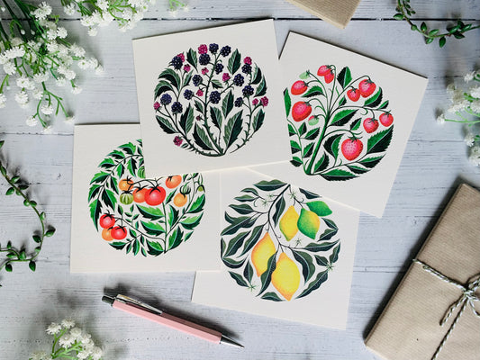 Fruit Botanical Greeting Card Set