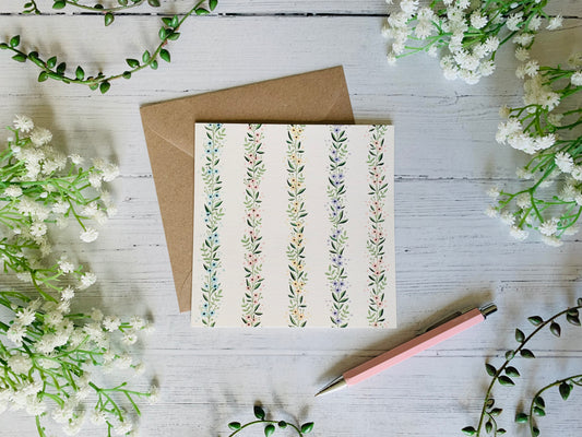 Floral Stripes Greeting Card