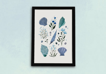 Blue Seashells Art Print