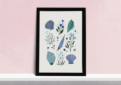 Blue Seashells Art Print