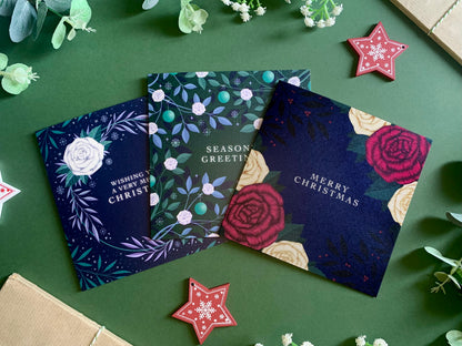 Festive Roses Christmas Card Set