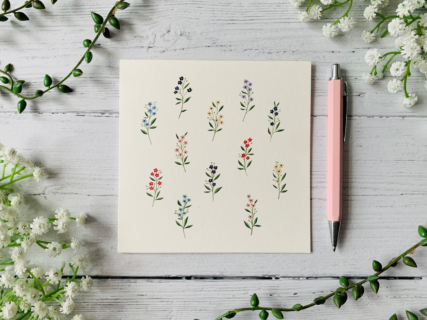 Tiny Floral Sprigs Greeting Card